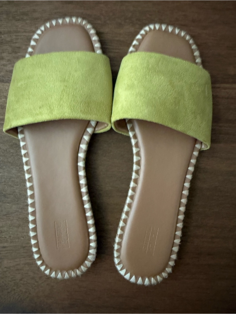 Nordstrom Cora Lime Green Suede Slide Sandals